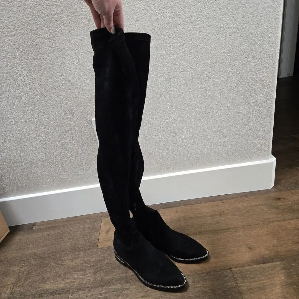 Le Silla Leather Black Over The Knee Suede Boots Size 40